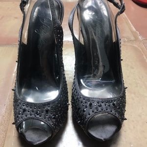 Fergilicious Pewter Stud Slingback Heels Sz 8.5